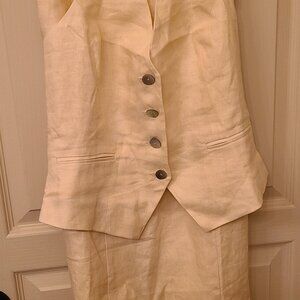 Reformation Hazen Linen Two Piece Ivory - Size 4